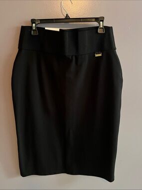 Calvin Klein Black Pencil Skirt with Waistband Trim